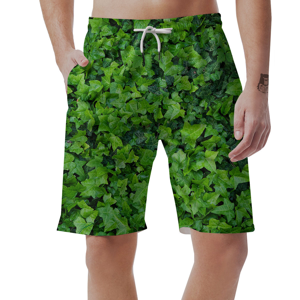 Ivy Wall Green Print Men's Shorts-grizzshop