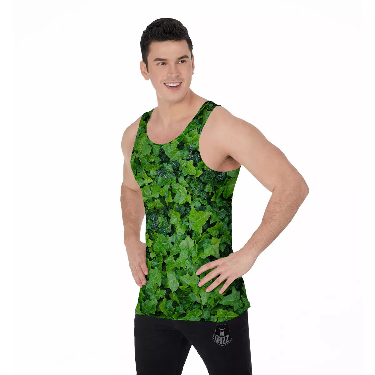 Ivy Wall Green Print Men's Tank Top-grizzshop