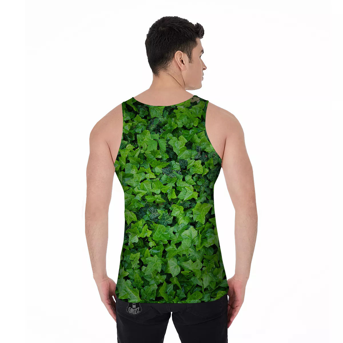 Ivy Wall Green Print Men's Tank Top-grizzshop