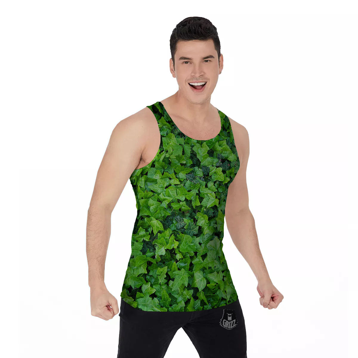 Ivy Wall Green Print Men's Tank Top-grizzshop