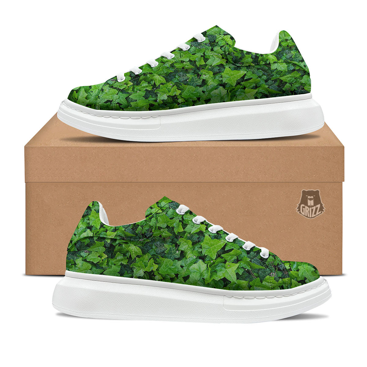 Ivy Wall Green Print Platform Shoes-grizzshop