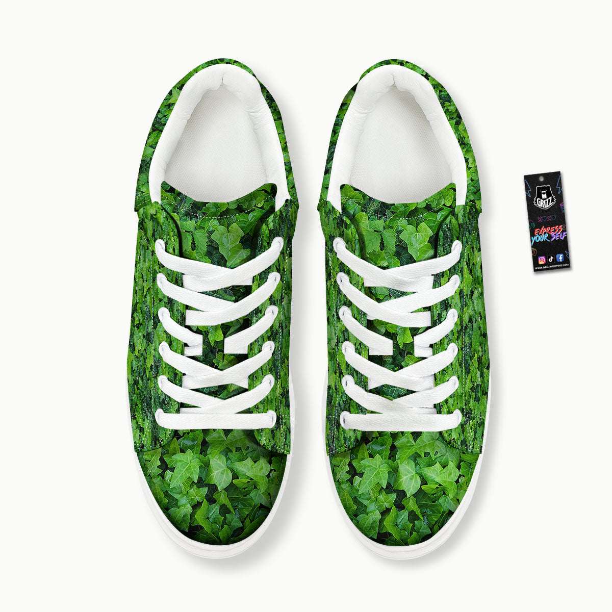 Ivy Wall Green Print Platform Shoes-grizzshop