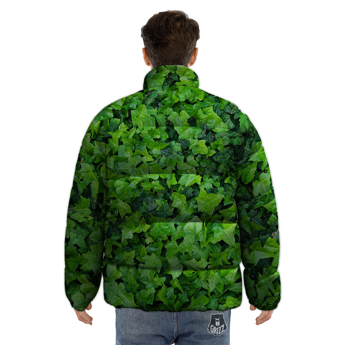 Ivy Wall Green Print Puffer Jacket-grizzshop