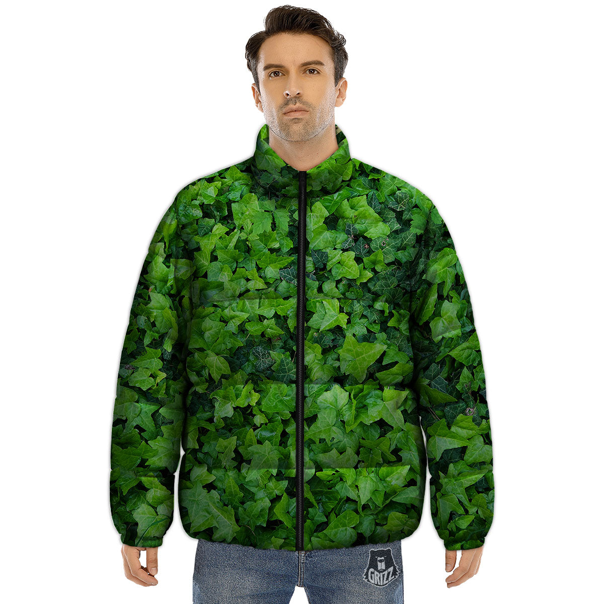 Ivy Wall Green Print Puffer Jacket-grizzshop