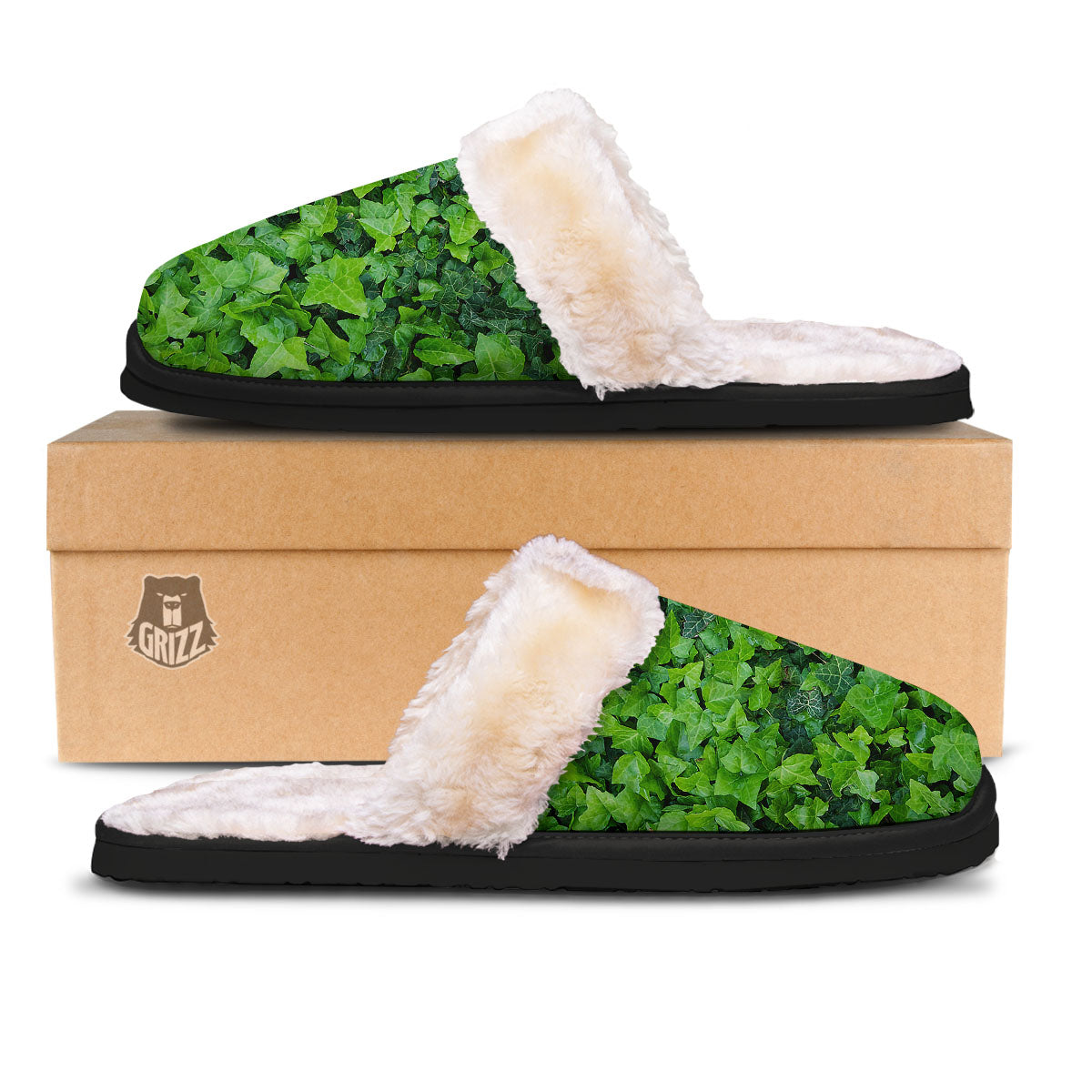 Ivy Wall Green Print Slippers-grizzshop