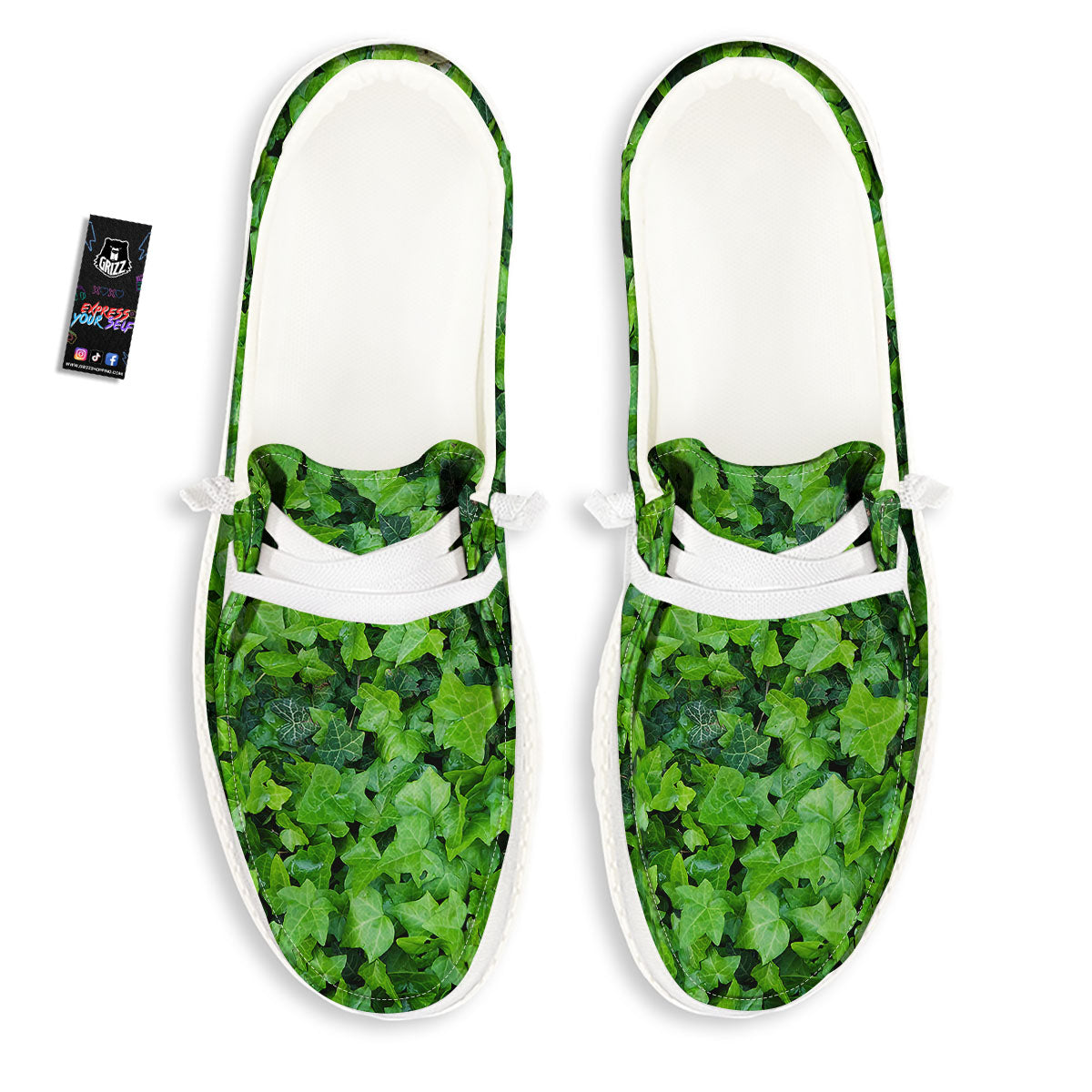 Ivy Wall Green Print White Loafers-grizzshop