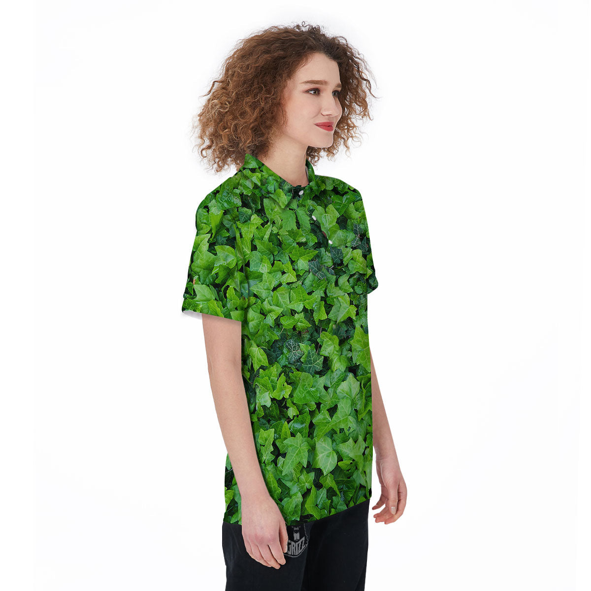 Ivy Wall Green Print Women's Golf Shirts-grizzshop