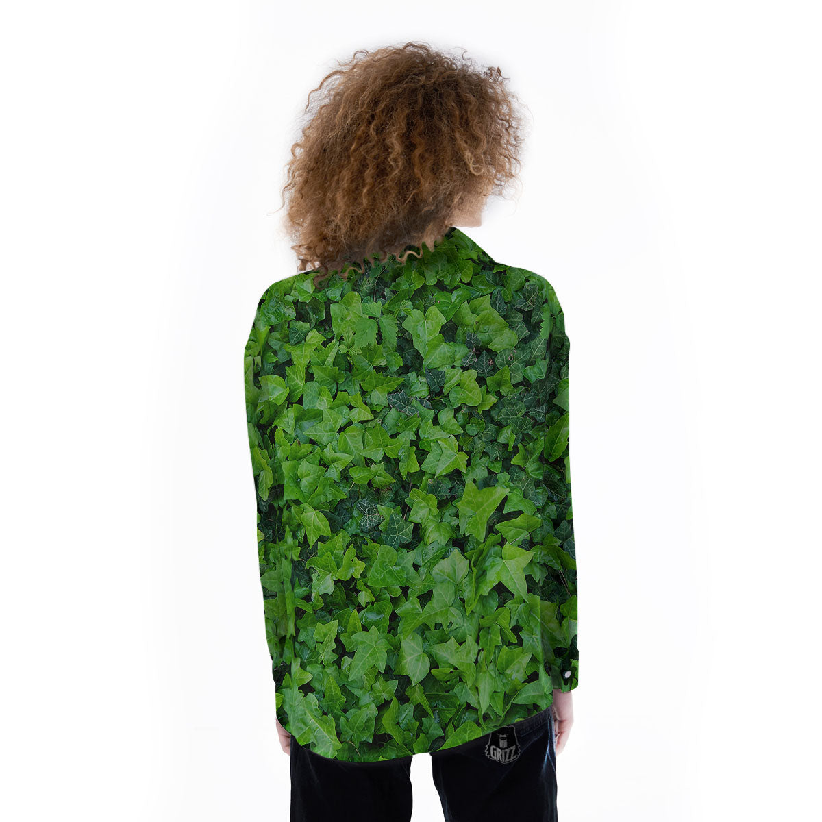 Ivy Wall Green Print Women's Long Sleeve Shirts-grizzshop