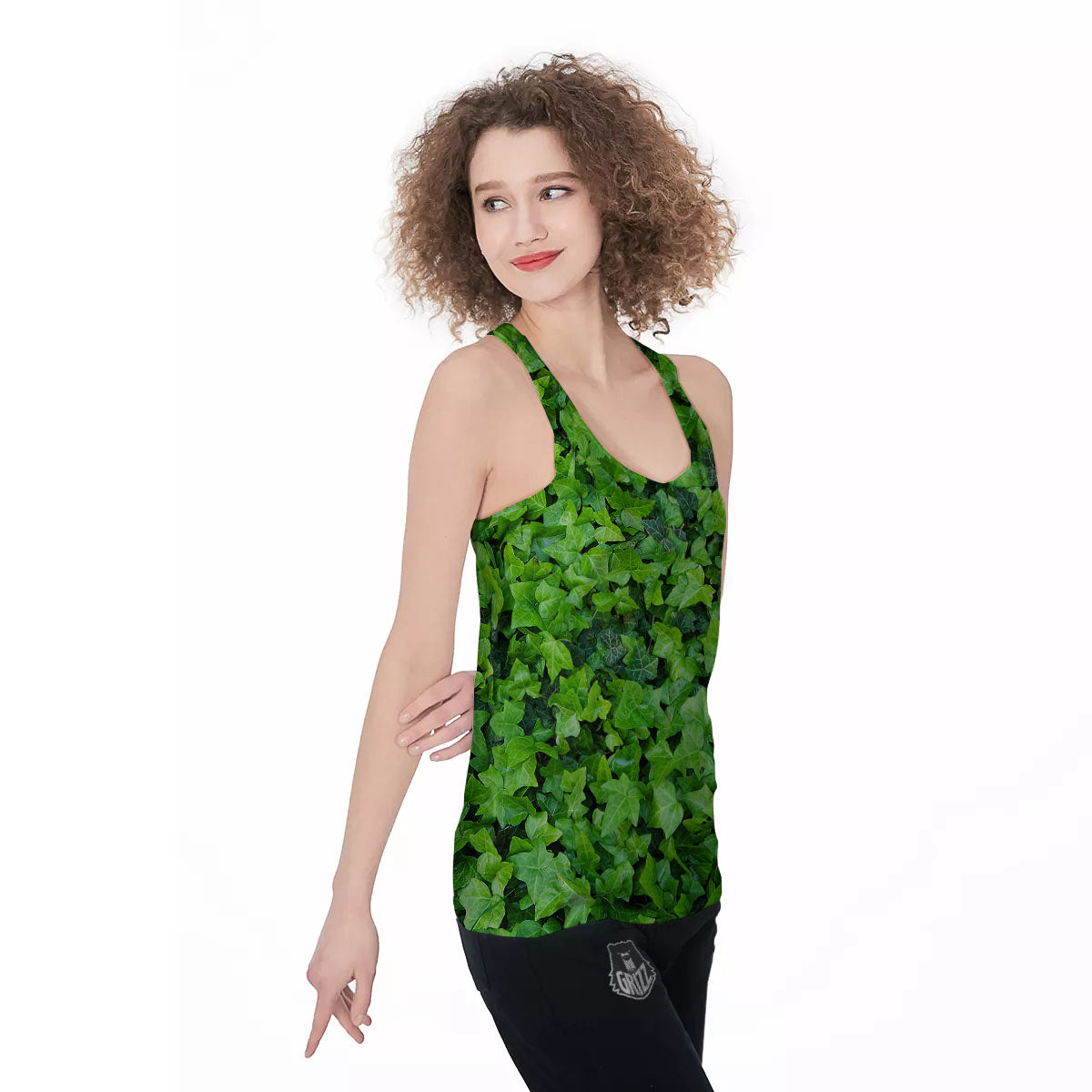 Ivy Wall Green Print Women's Racerback Tank Top-grizzshop