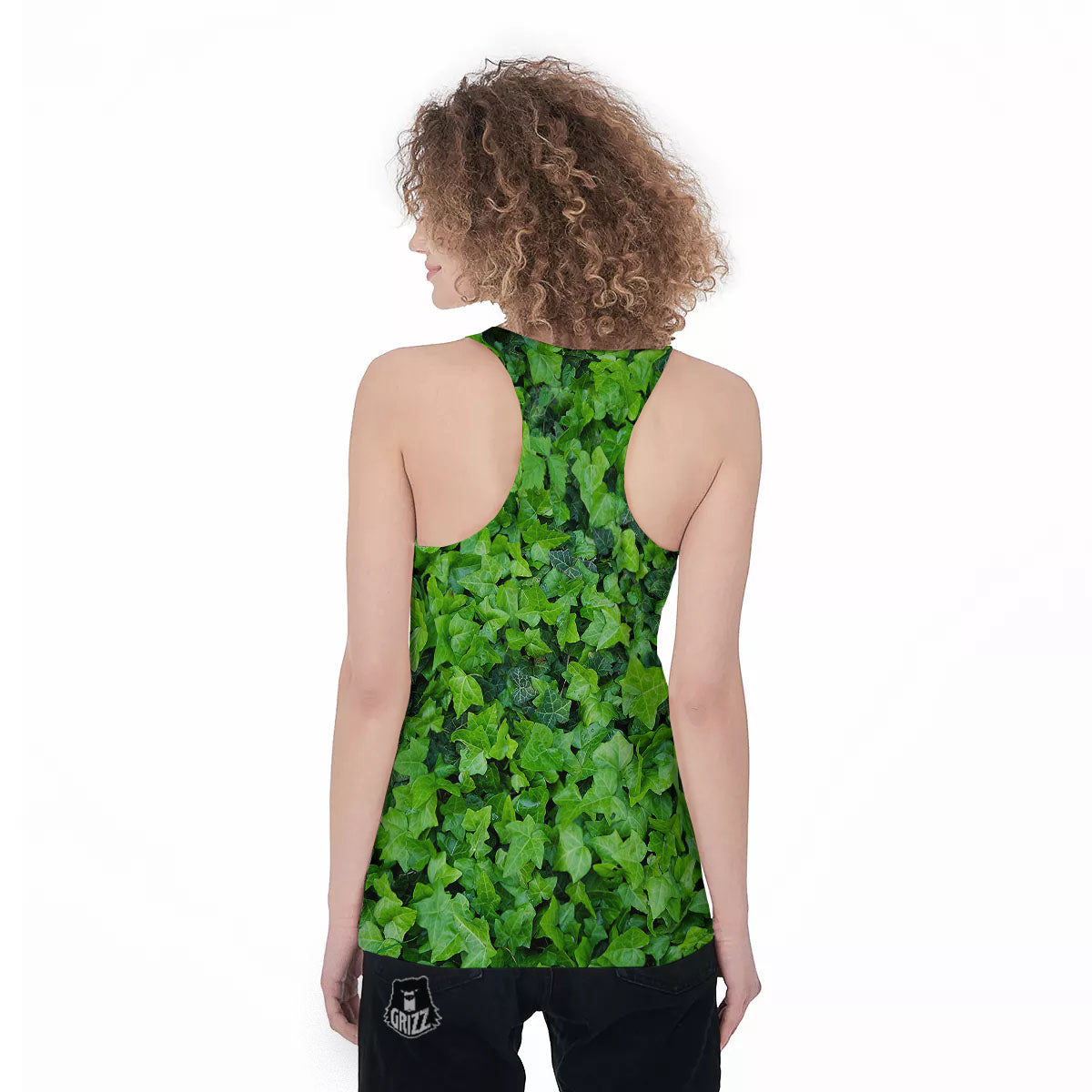 Ivy Wall Green Print Women's Racerback Tank Top-grizzshop