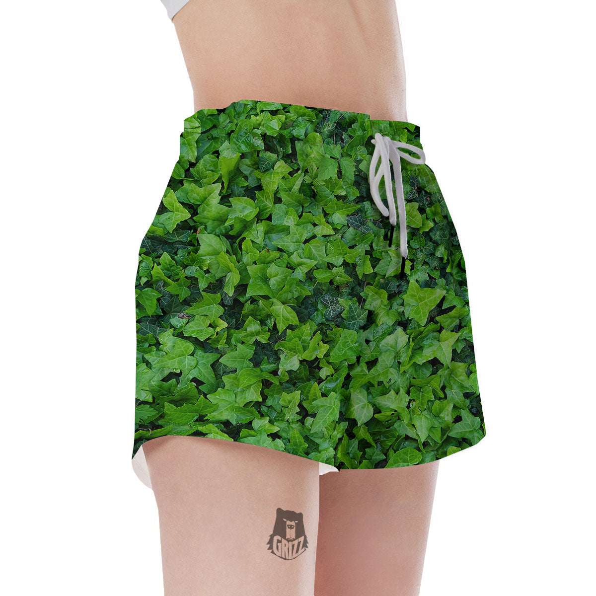 Ivy Wall Green Print Women's Shorts-grizzshop
