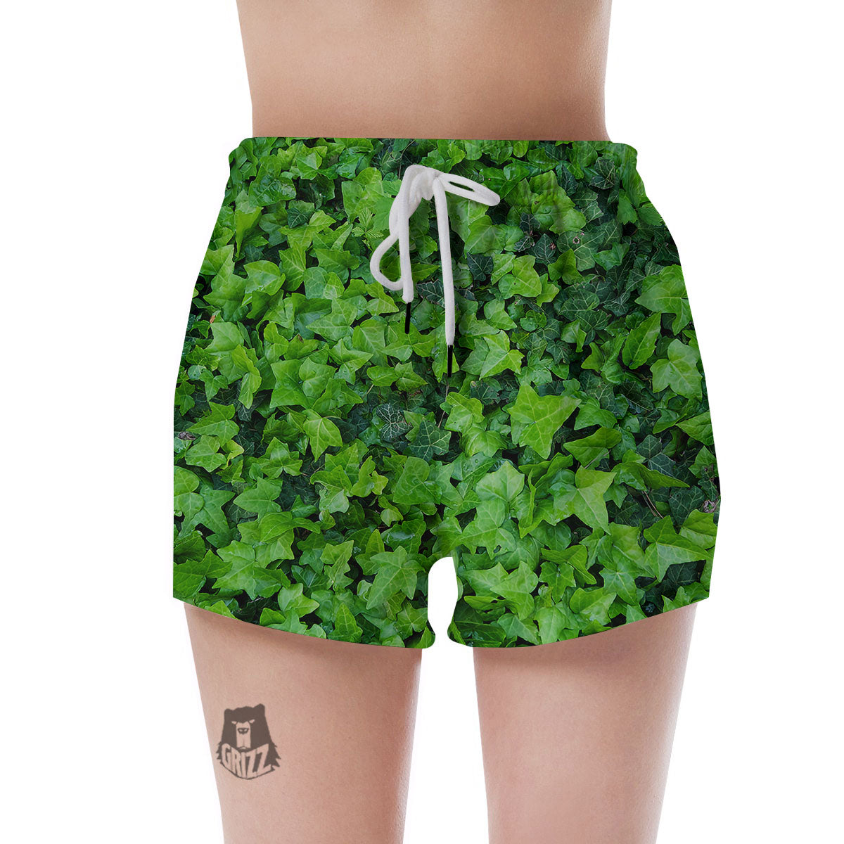 Ivy Wall Green Print Women's Shorts-grizzshop