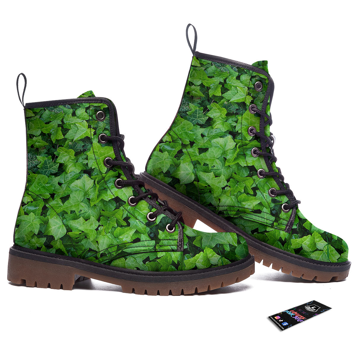 Ivy Wall Green Print Work Boots-grizzshop