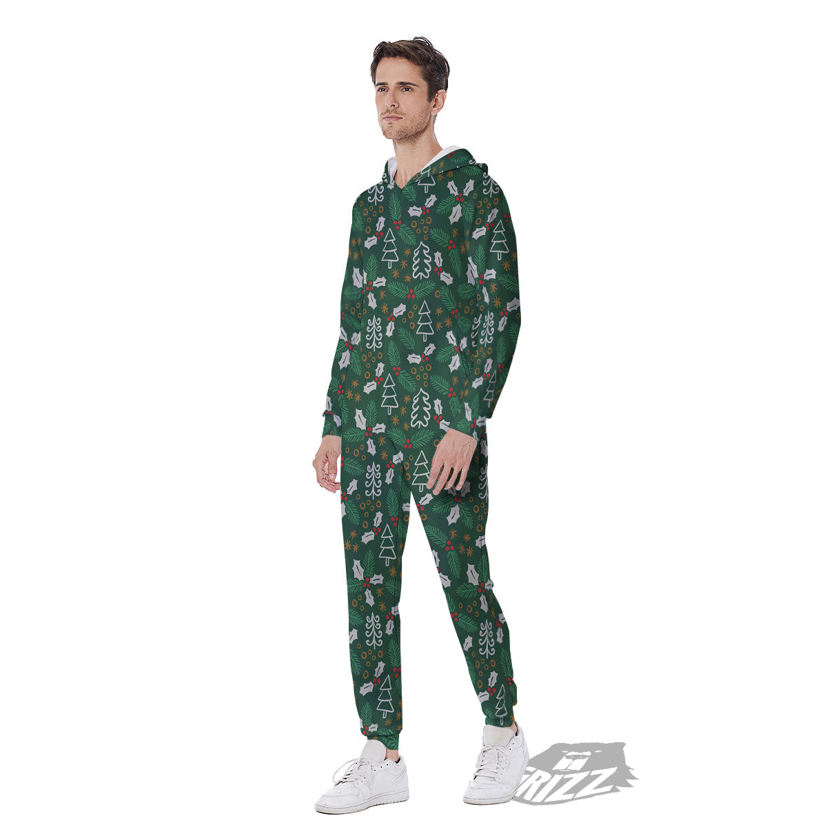 Ivy Leaf Christmas Print Pattern Men's Jumpsuit-grizzshop