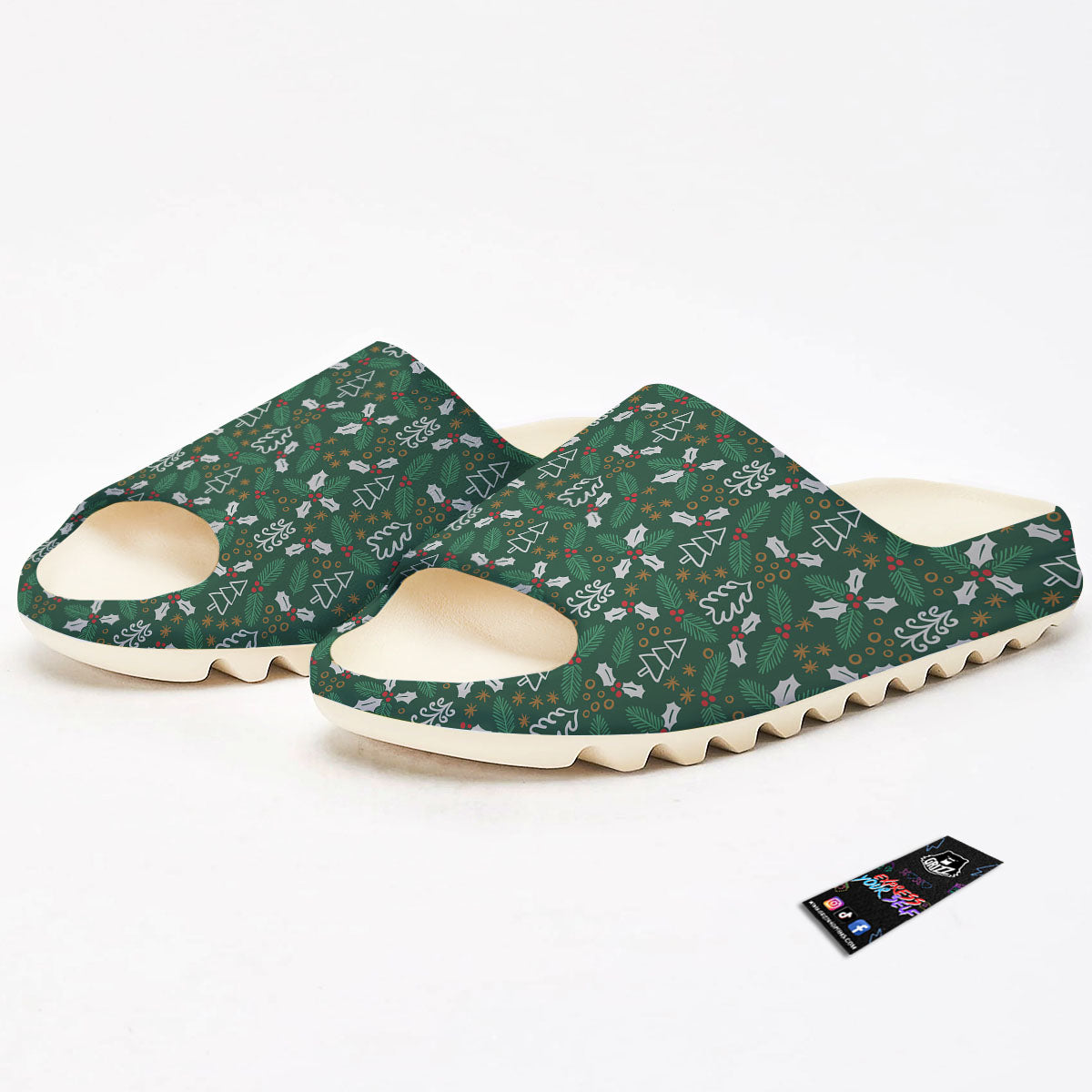 Ivy Leaf Christmas Print Pattern Sandals-grizzshop