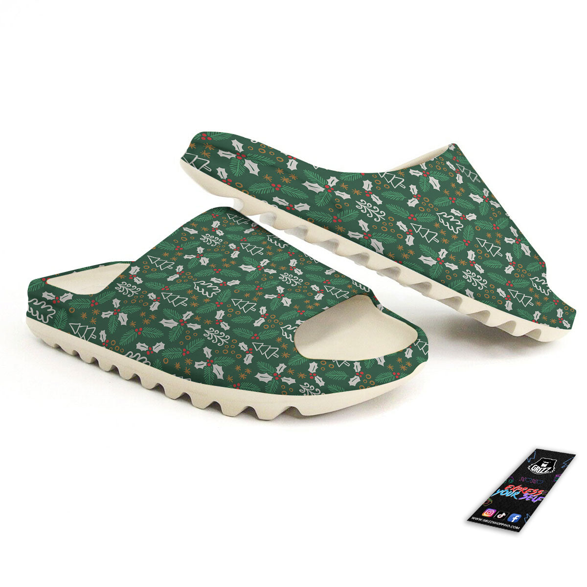 Ivy Leaf Christmas Print Pattern Sandals-grizzshop