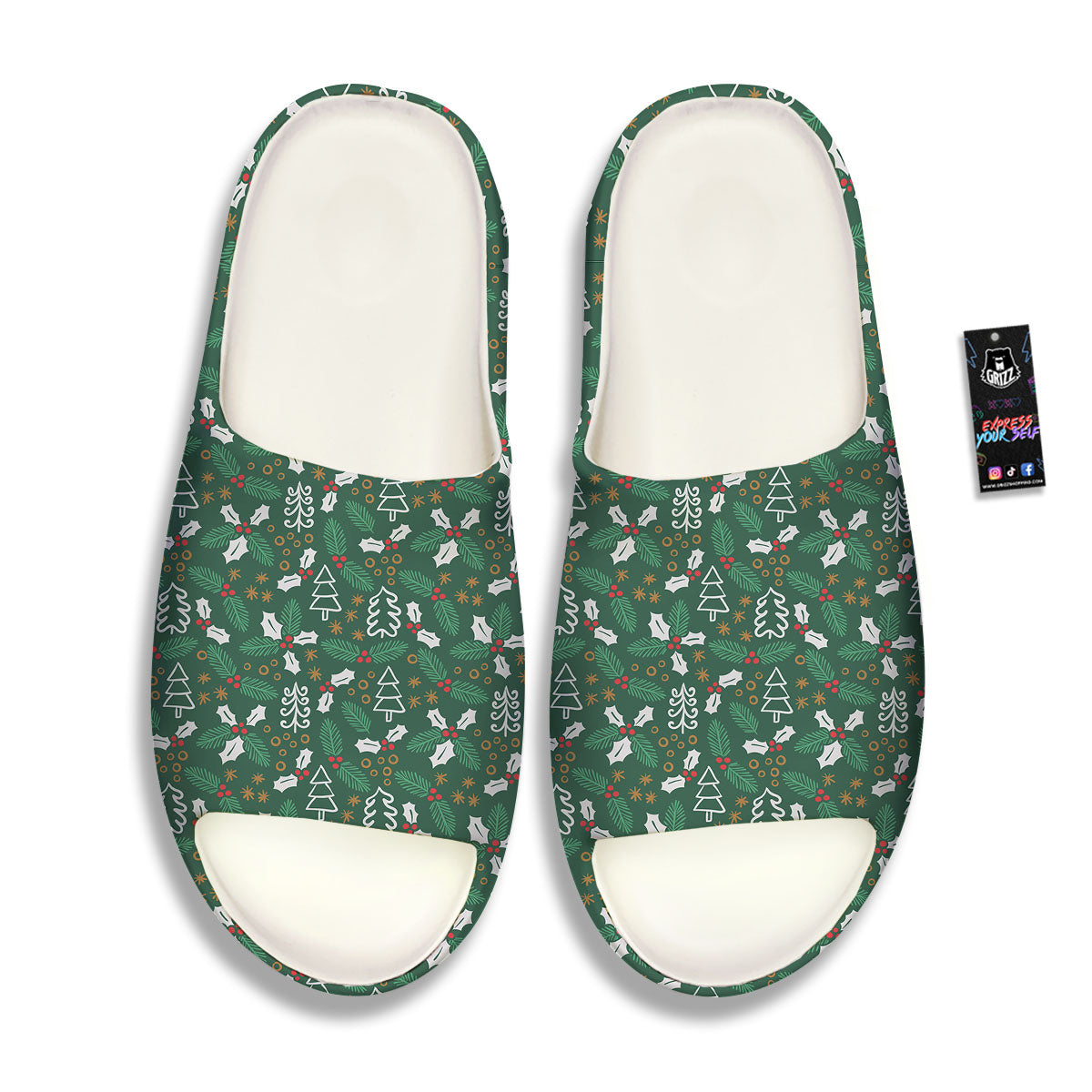 Ivy Leaf Christmas Print Pattern Sandals-grizzshop