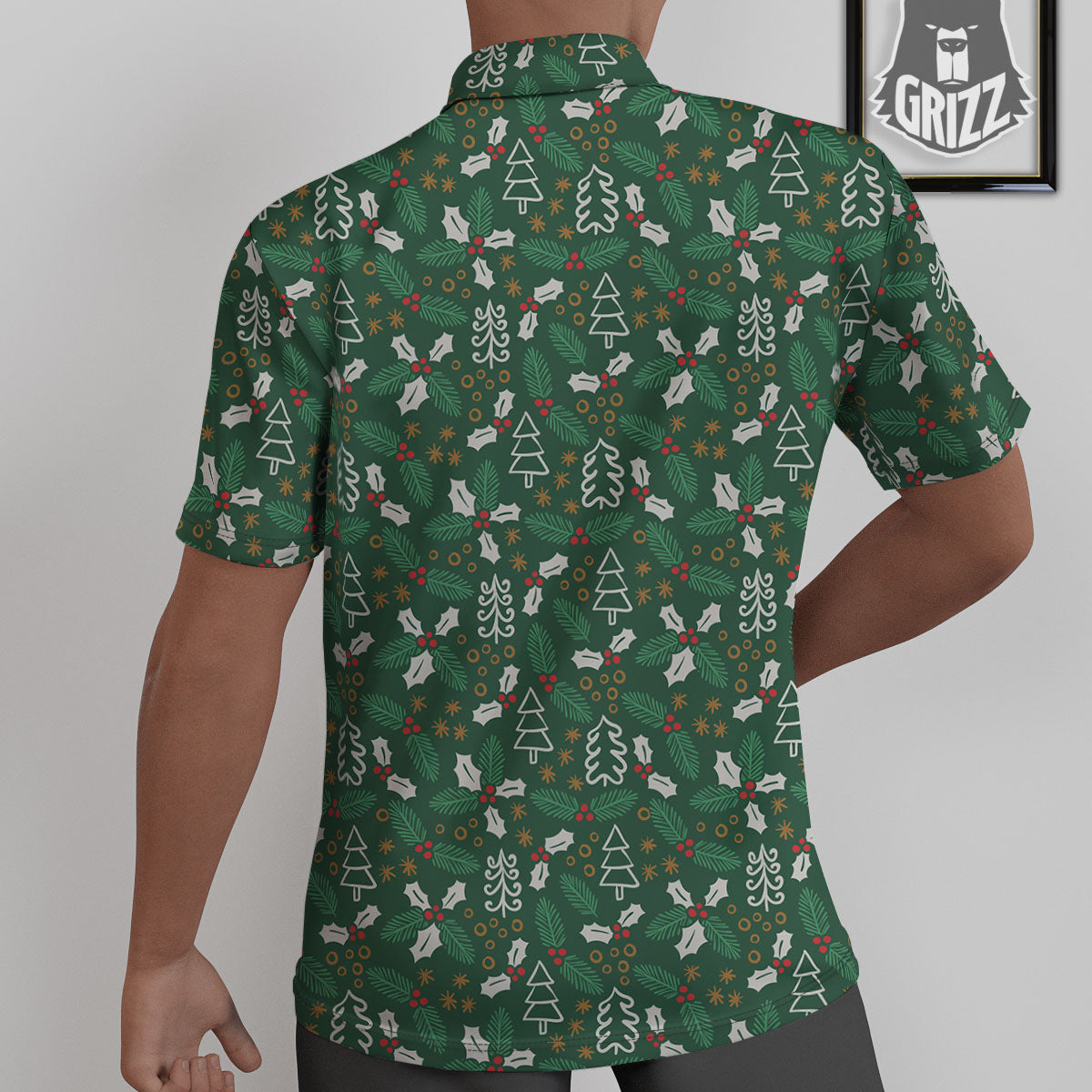 Ivy Leaf Christmas Print Pattern Untucked Shirts-grizzshop