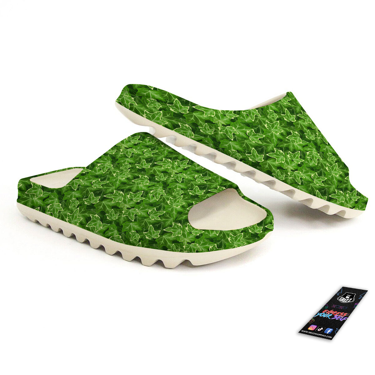 Ivy Leaf Green Print Pattern Sandals-grizzshop