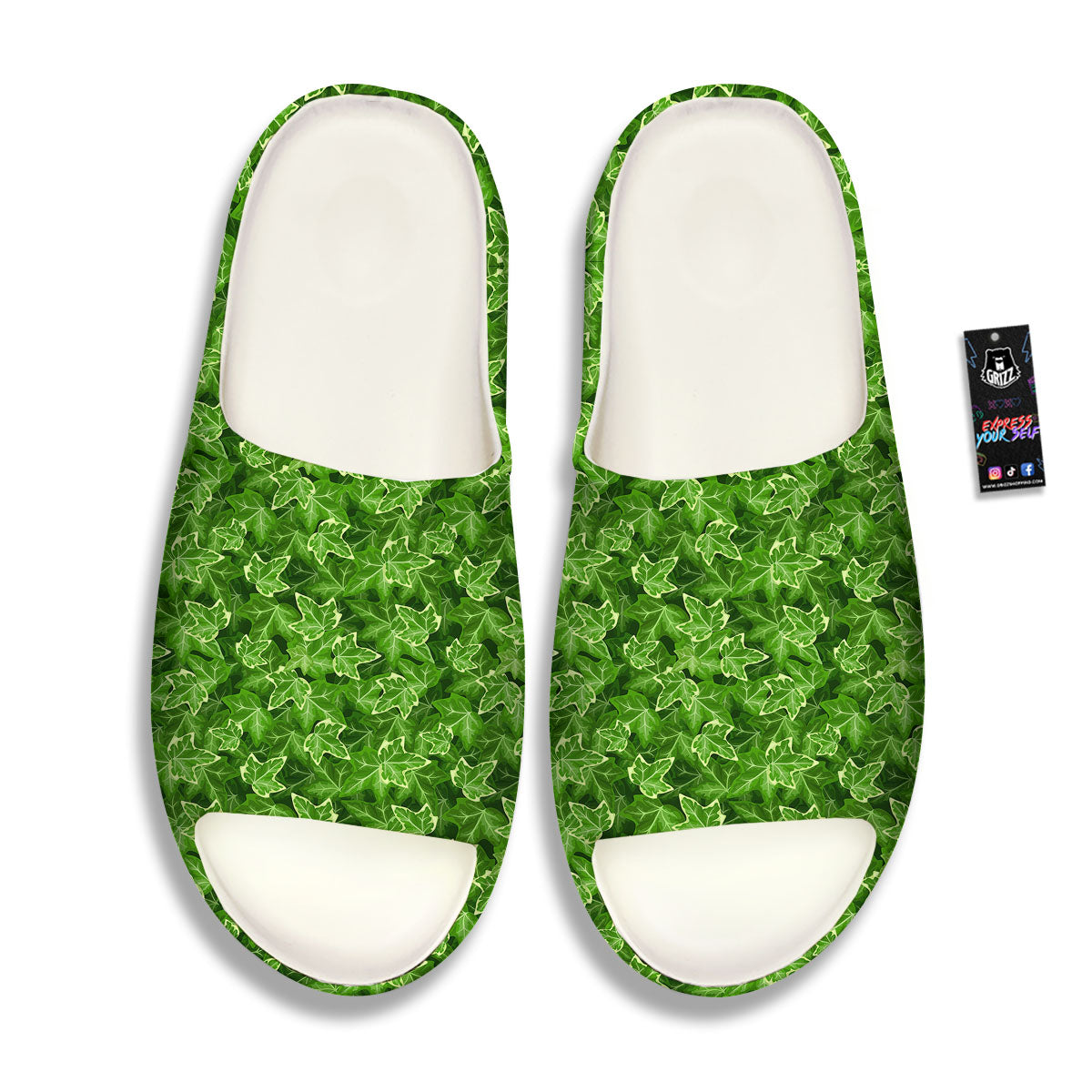 Ivy Leaf Green Print Pattern Sandals-grizzshop