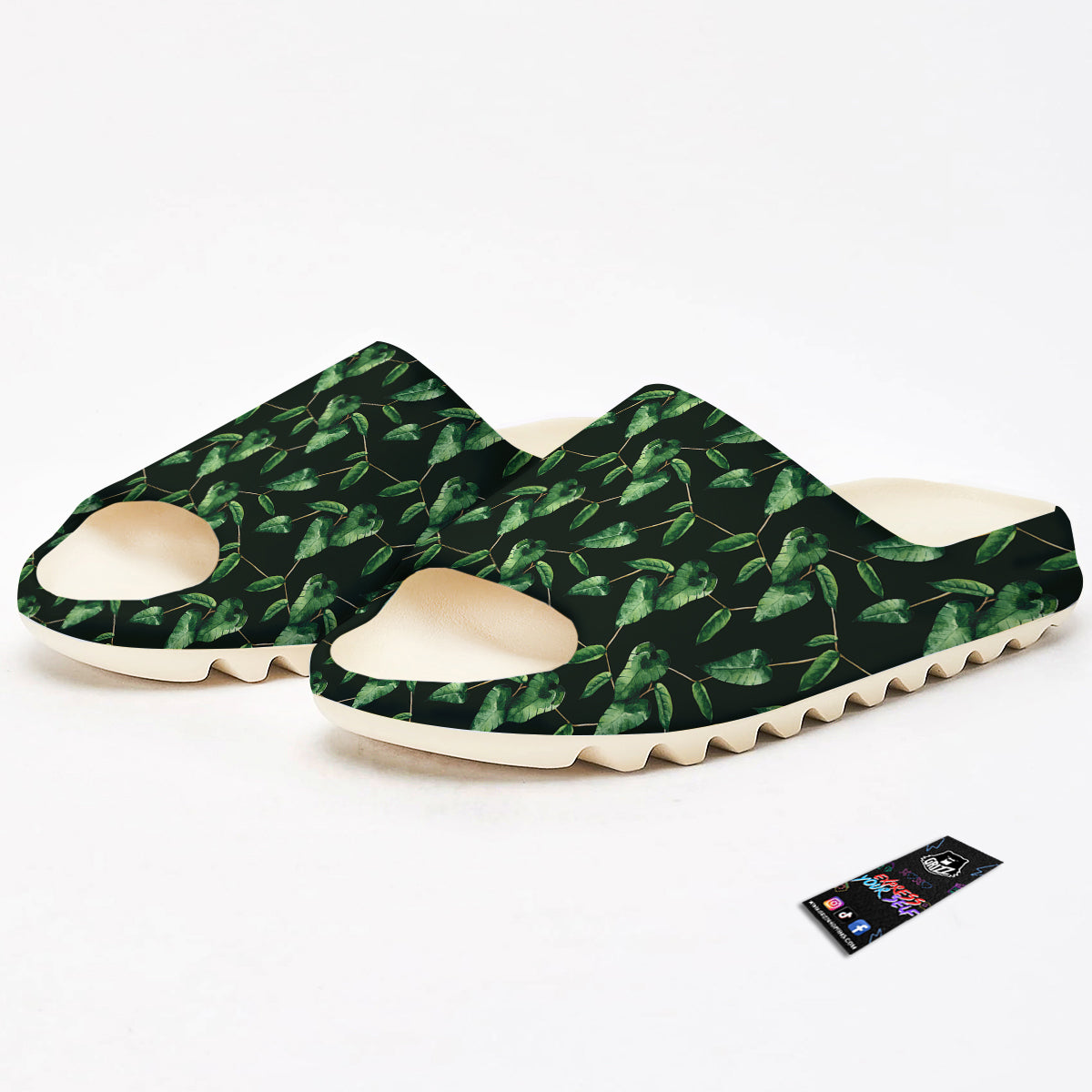 Ivy Leaf Watercolor Print Pattern Sandals-grizzshop