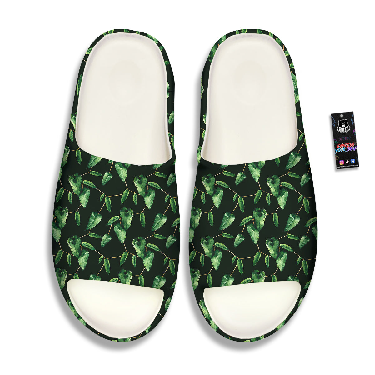 Ivy Leaf Watercolor Print Pattern Sandals-grizzshop