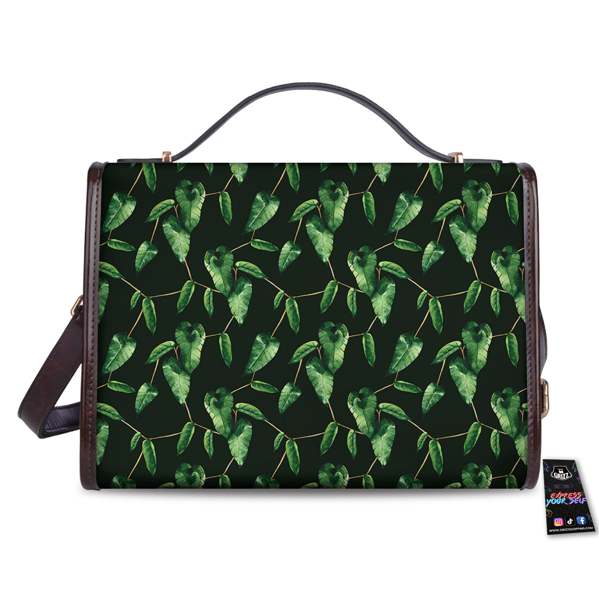 Ivy Leaf Watercolor Print Pattern Women's Satchel Bag