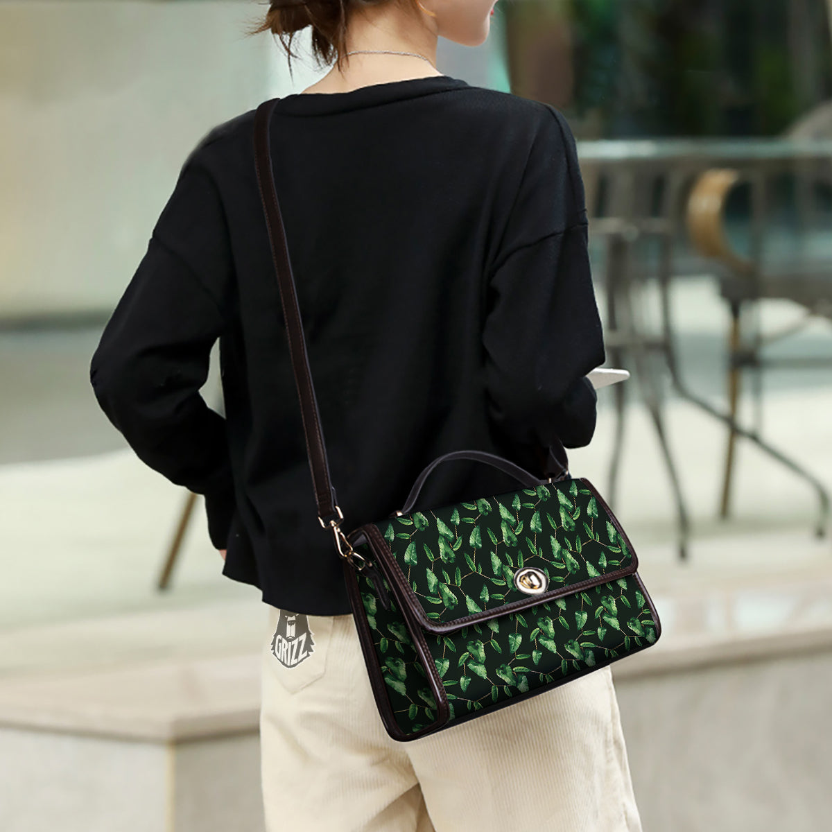 Ivy Leaf Watercolor Print Pattern Women's Satchel Bag
