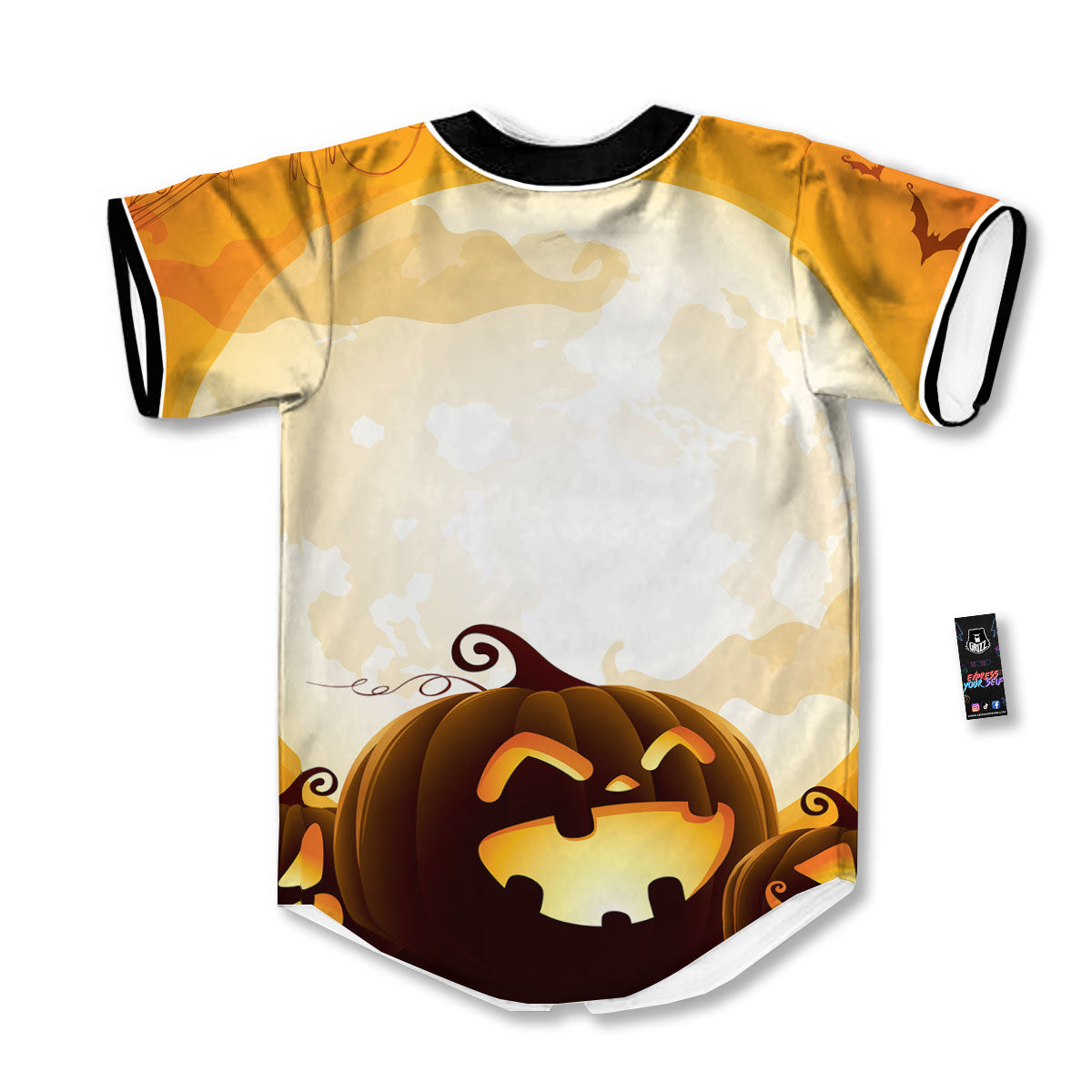 Jack-O'-Lantern Pumpkin Halloween Print Baseball Jersey-grizzshop