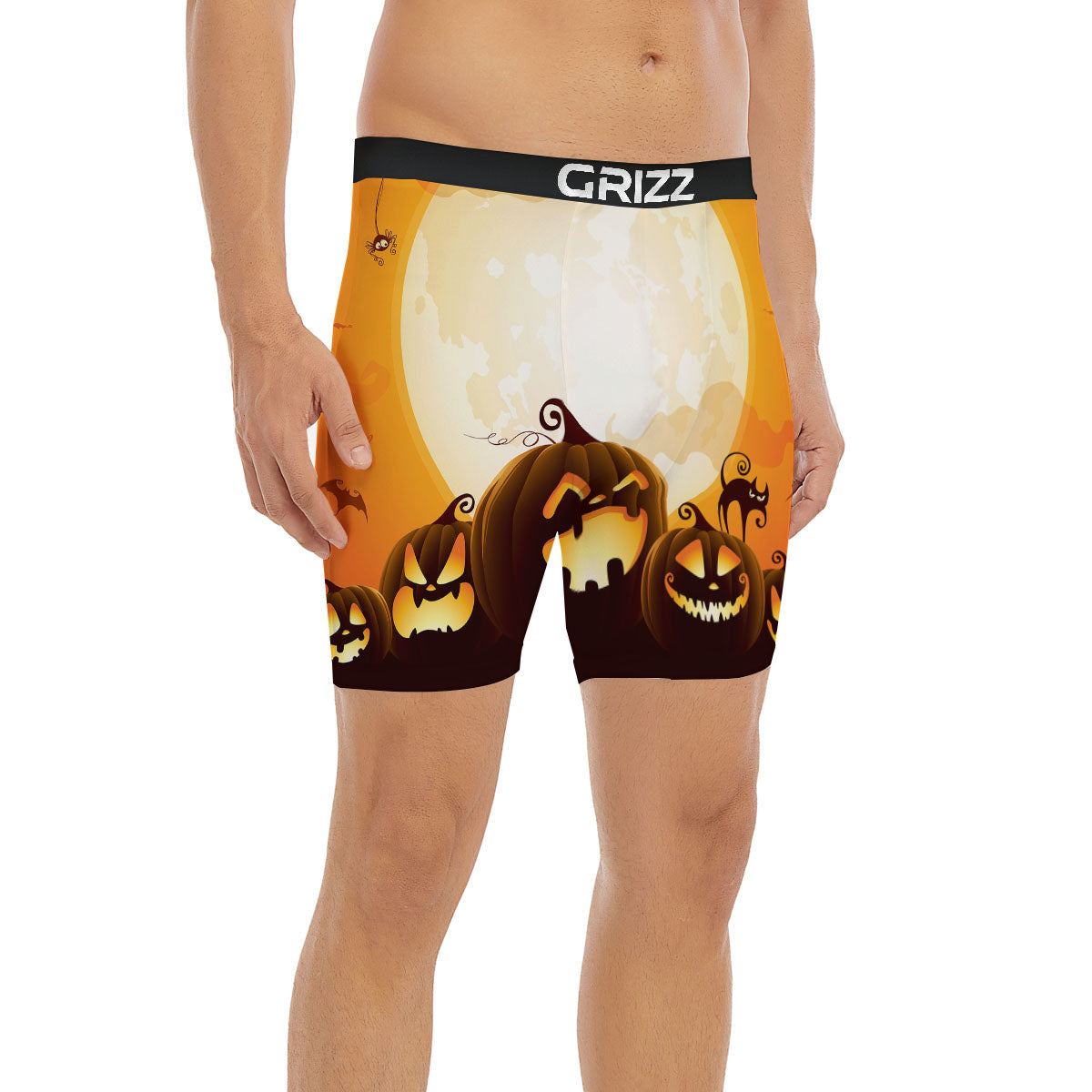 Jack-O'-Lantern Pumpkin Halloween Print Boxer Briefs-grizzshop