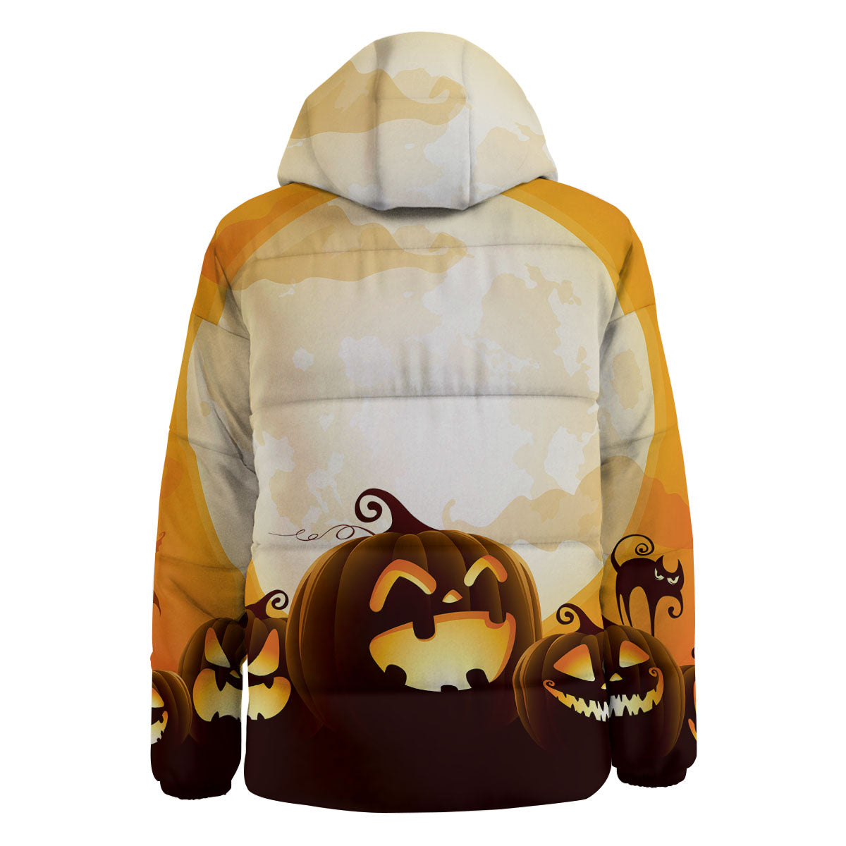 Jack-O'-Lantern Pumpkin Halloween Print Down Jacket-grizzshop