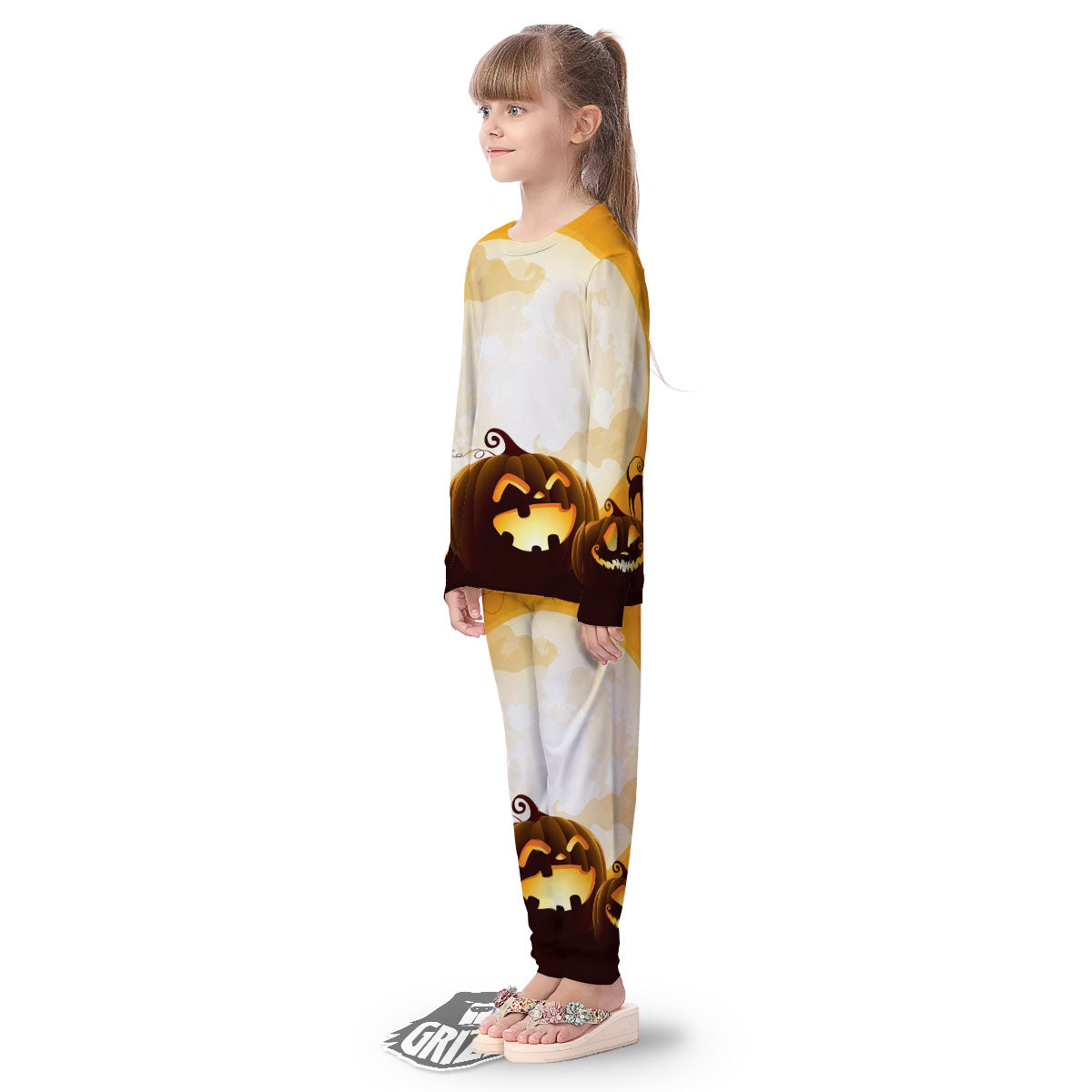 Jack-O'-Lantern Pumpkin Halloween Print Kid's Pajamas-grizzshop