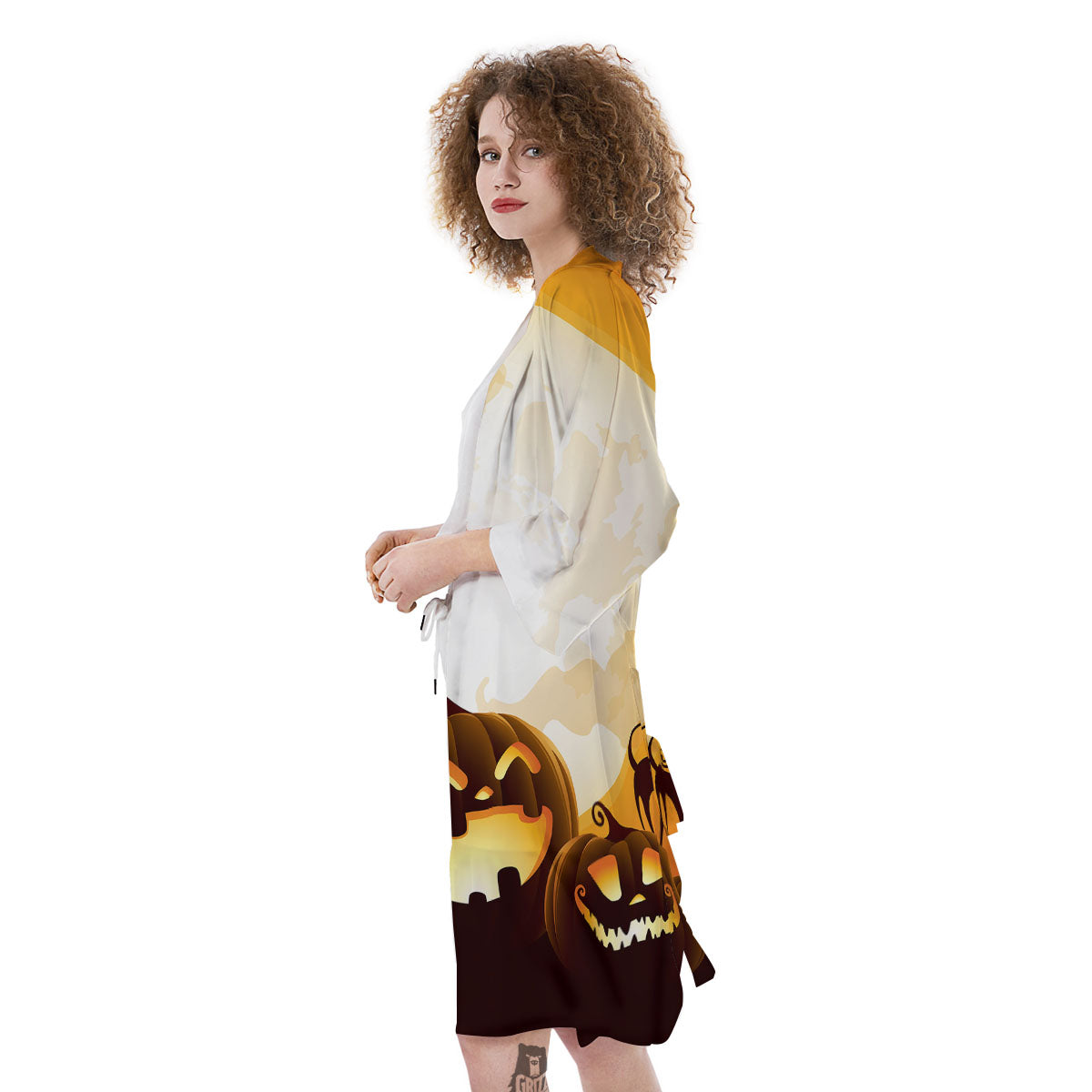 Jack-O'-Lantern Pumpkin Halloween Print Kimono-grizzshop