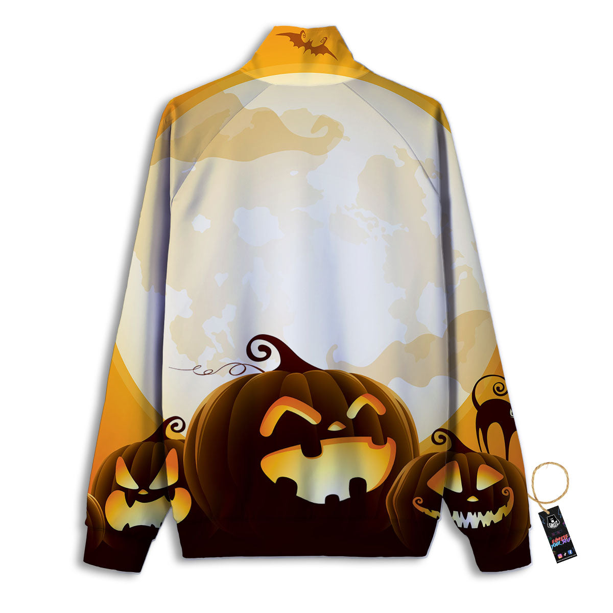 Jack-O'-Lantern Pumpkin Halloween Print Track Jacket-grizzshop