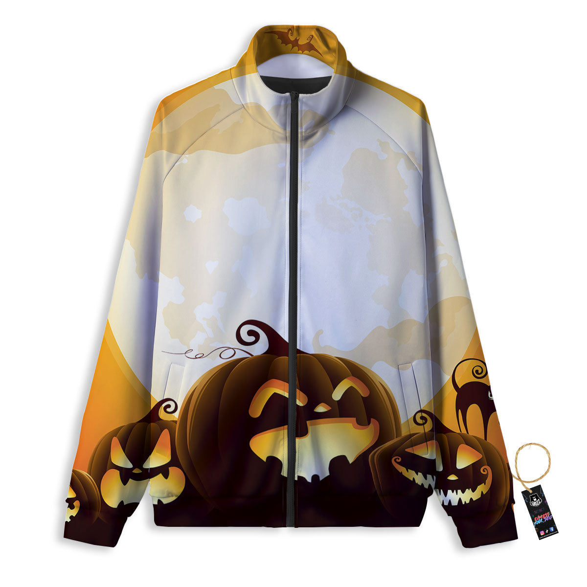 Jack-O'-Lantern Pumpkin Halloween Print Track Jacket-grizzshop