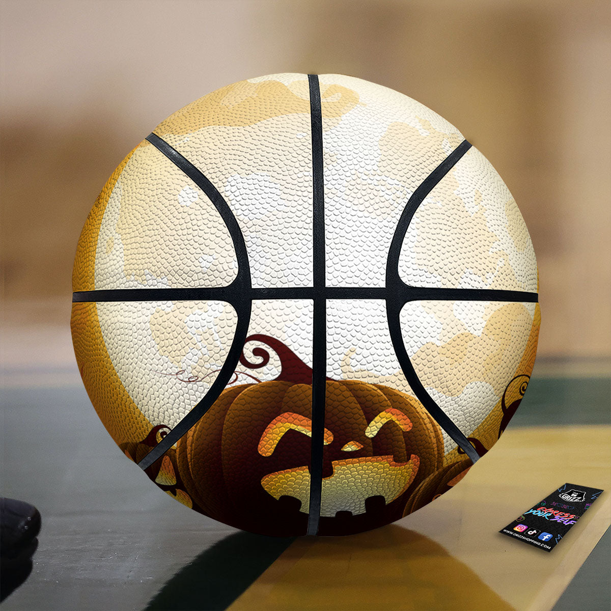 Jack-O'-Lantern Pumpkin Halloween Print Basketball