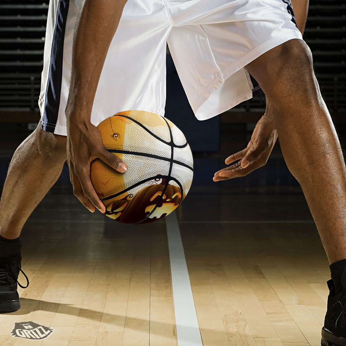 Jack-O'-Lantern Pumpkin Halloween Print Basketball