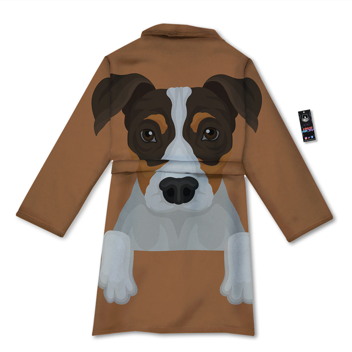 Jack Russell Terrier Cartoon Print Bathrobe-grizzshop