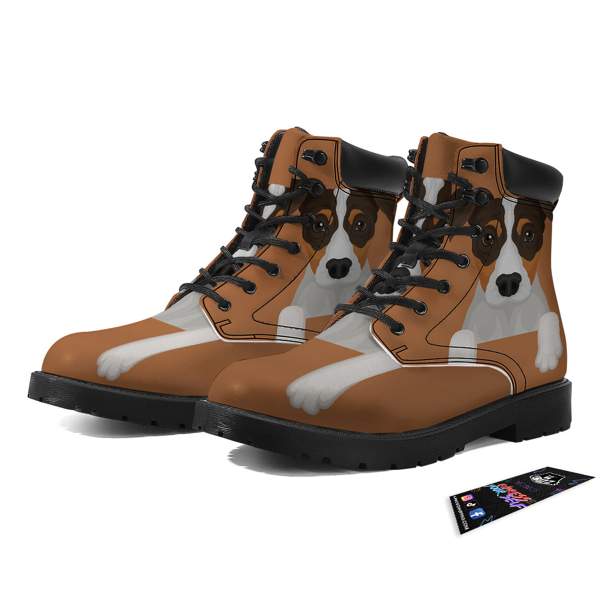Jack Russell Terrier Cartoon Print Boots-grizzshop