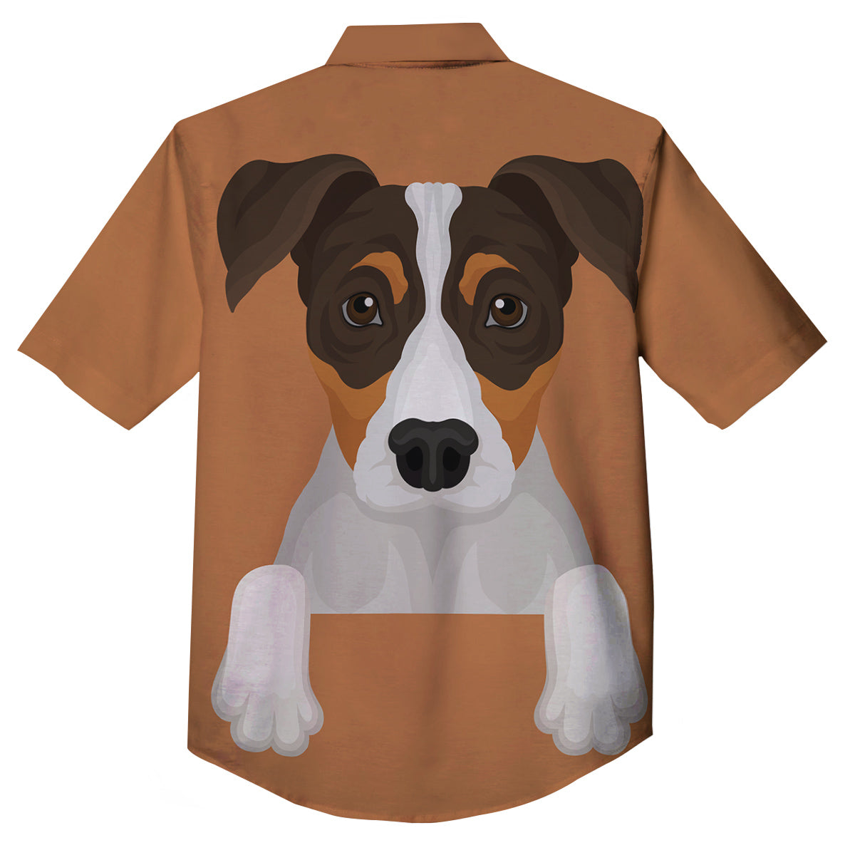 Jack Russell Terrier Cartoon Print Button Up Shirt-grizzshop