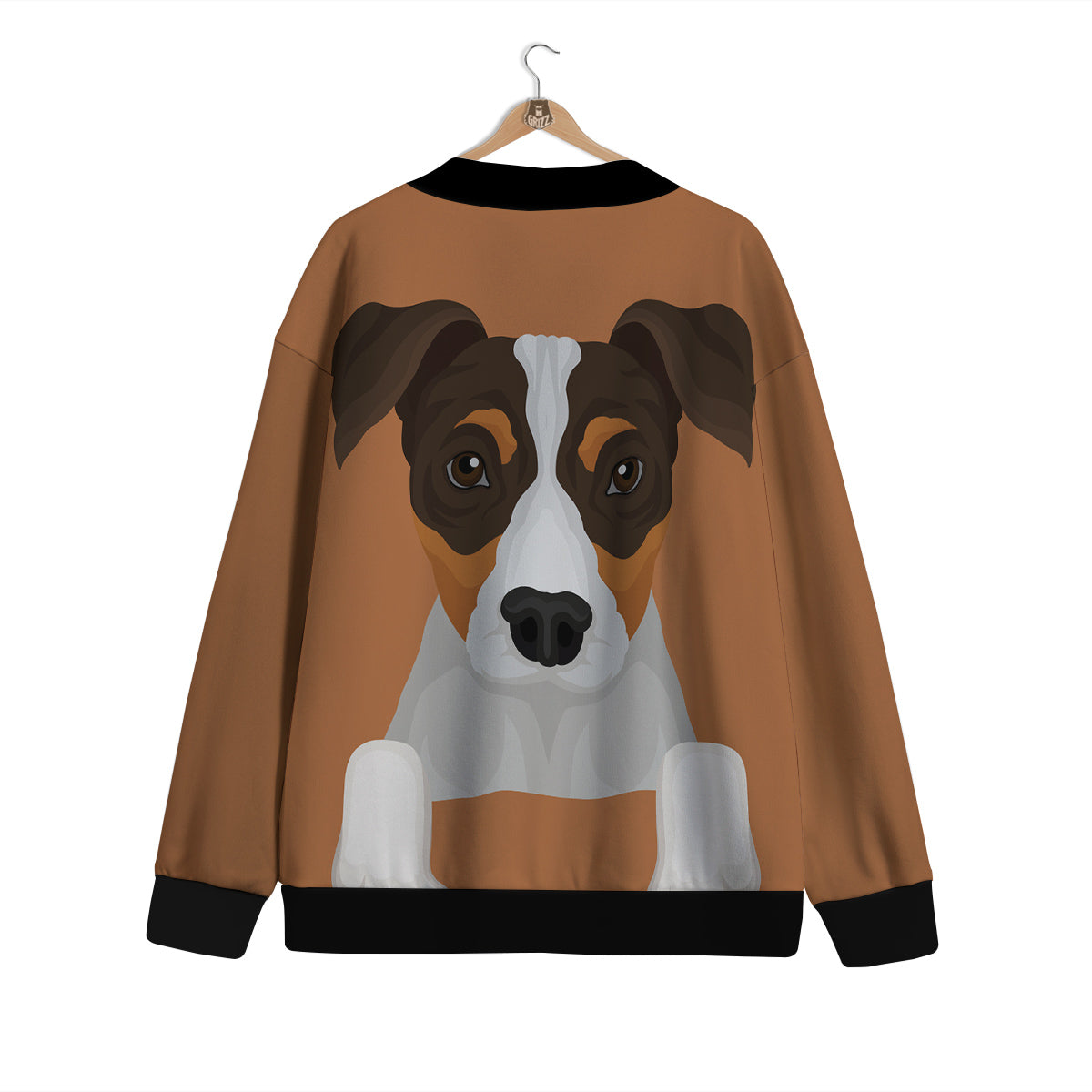 Jack Russell Terrier Cartoon Print Cardigan-grizzshop