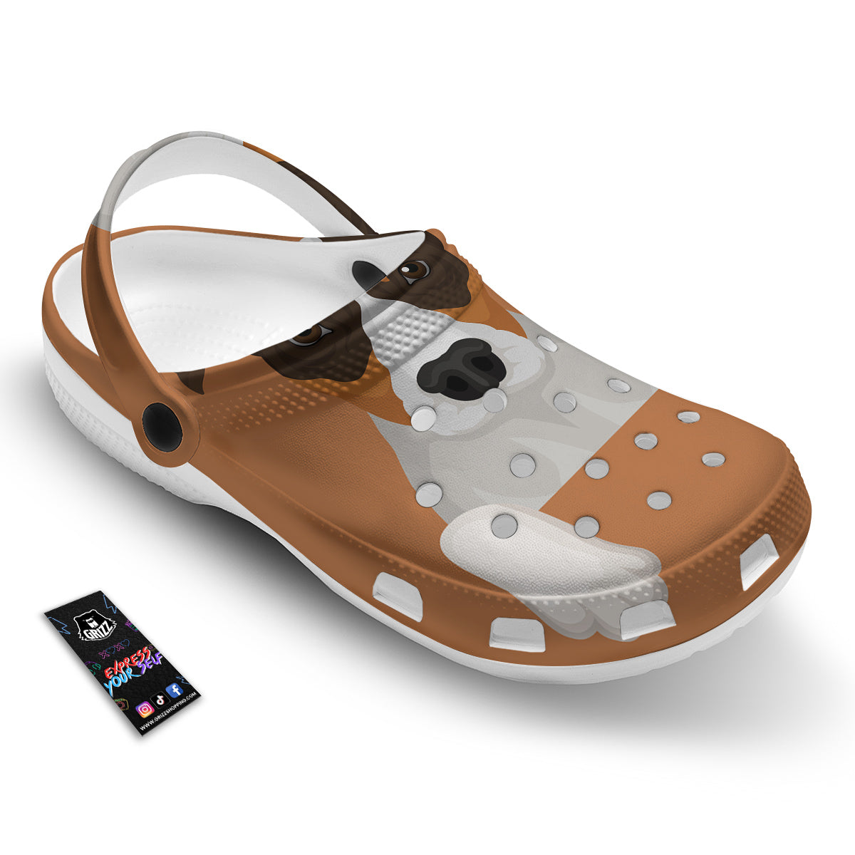 Jack Russell Terrier Cartoon Print Clog-grizzshop