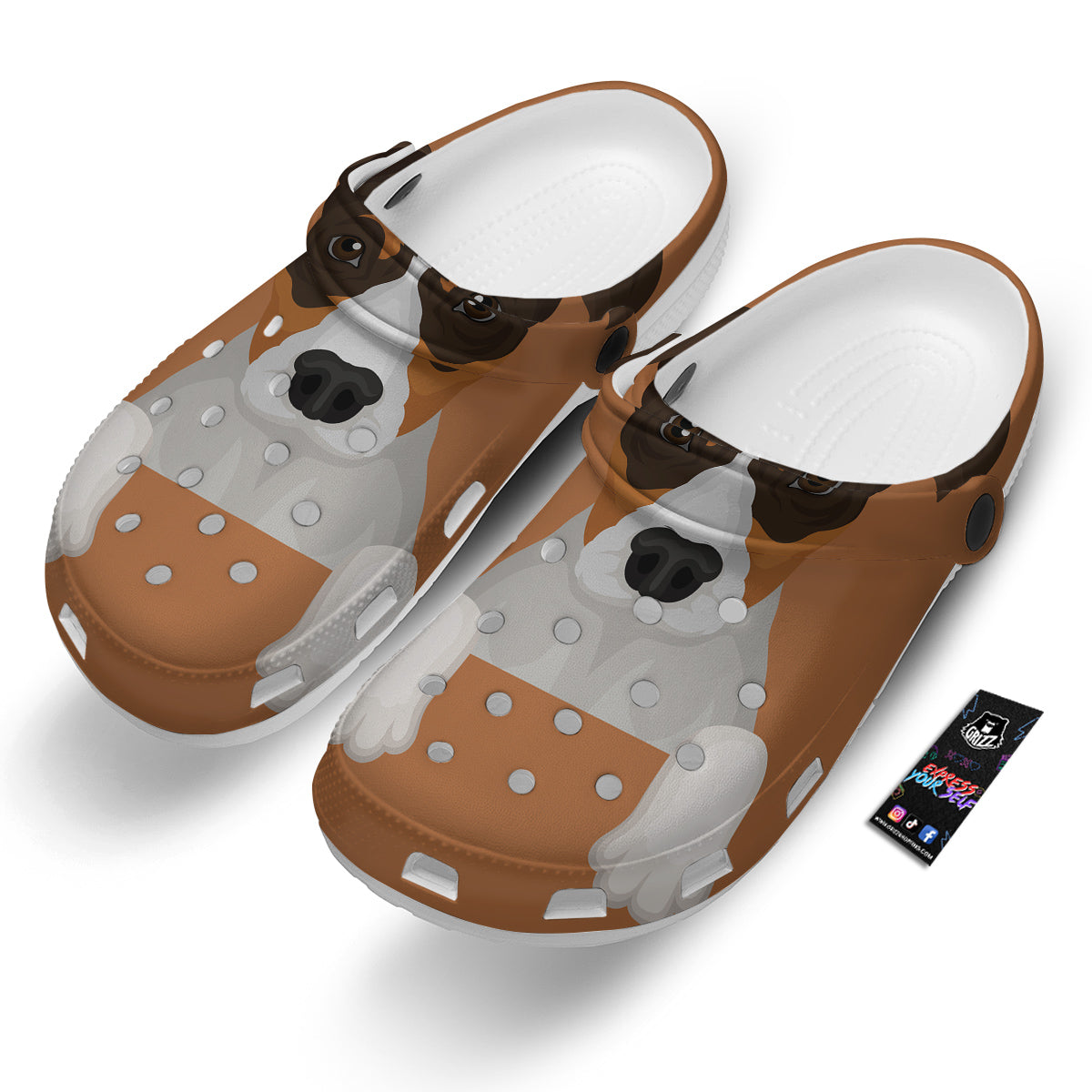 Jack Russell Terrier Cartoon Print Clog-grizzshop