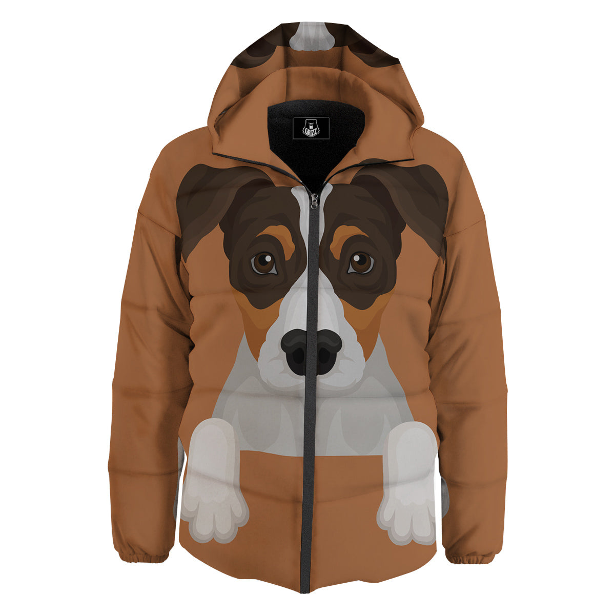 Jack Russell Terrier Cartoon Print Down Jacket-grizzshop
