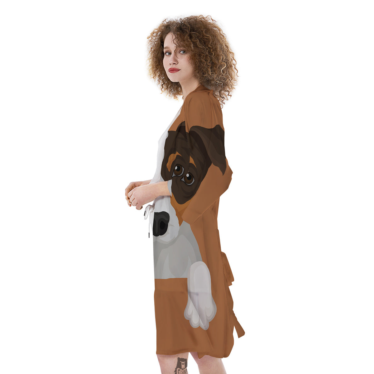 Jack Russell Terrier Cartoon Print Kimono-grizzshop