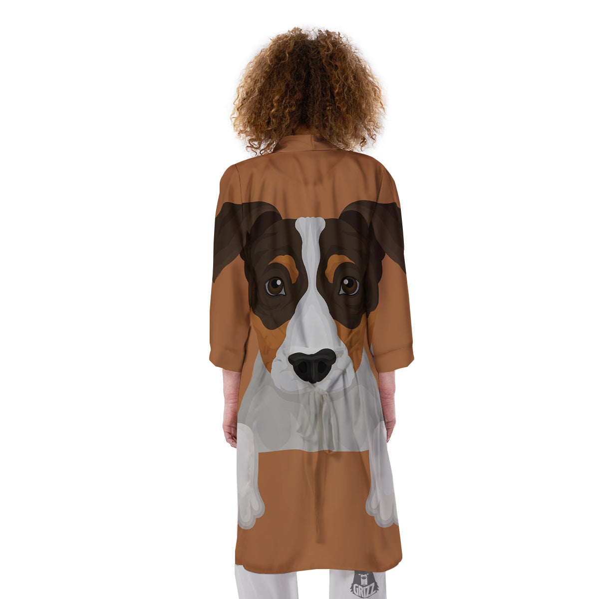 Jack Russell Terrier Cartoon Print Kimono-grizzshop