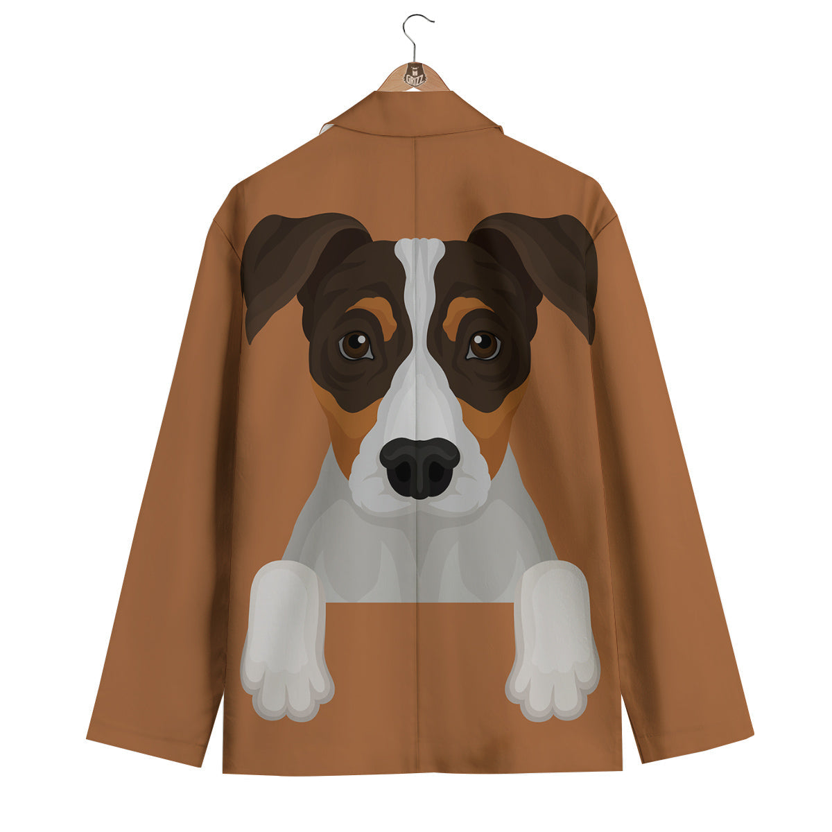 Jack Russell Terrier Cartoon Print Men's Blazer-grizzshop
