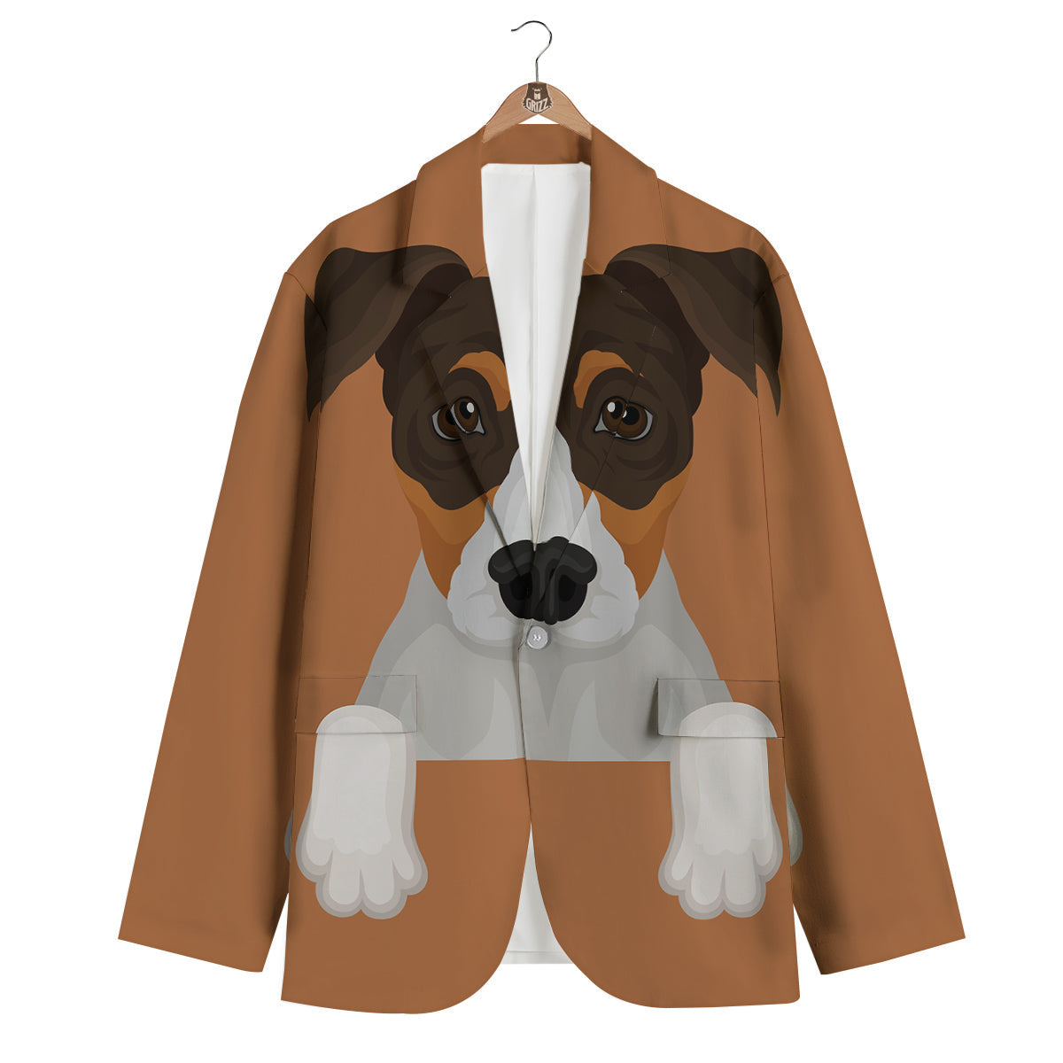 Jack Russell Terrier Cartoon Print Men's Blazer-grizzshop