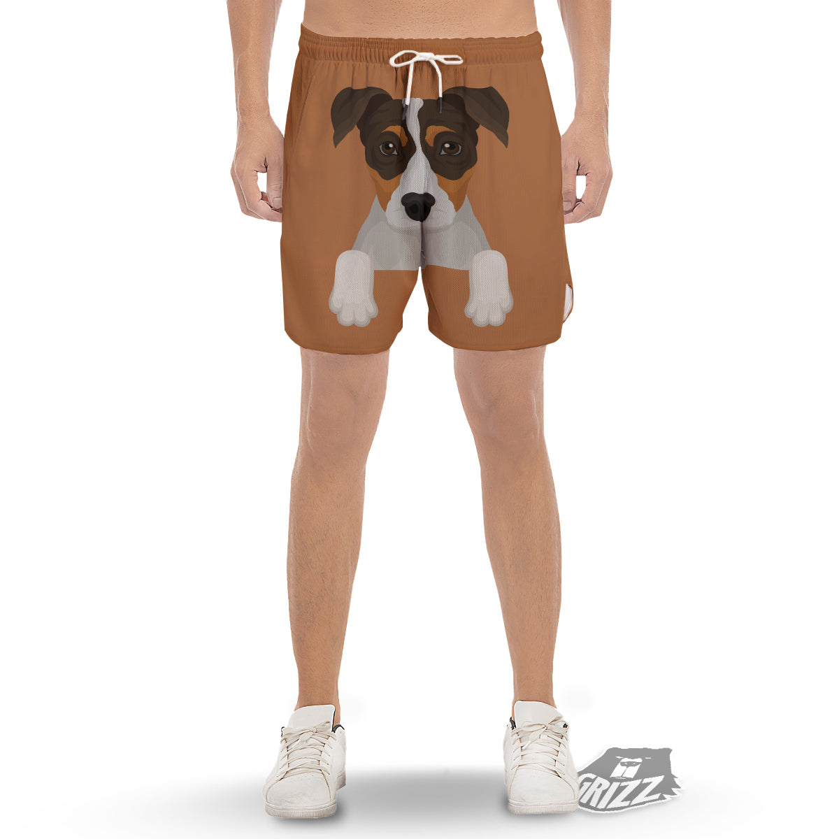Jack Russell Terrier Cartoon Print Men's Gym Shorts-grizzshop