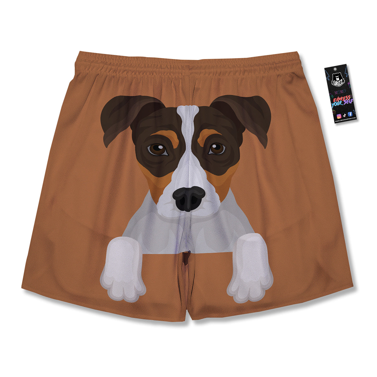 Jack Russell Terrier Cartoon Print Men's Running Shorts-grizzshop